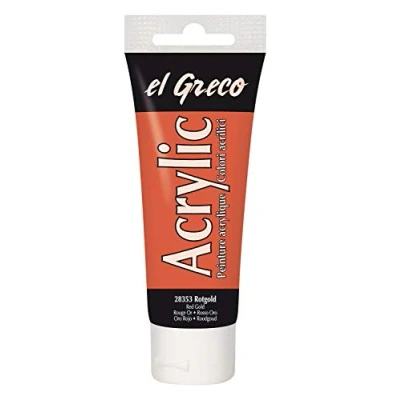 Imagen de KREUL 28353 El Greco Acrílico, tubo de 75 ml en oro rojo, pintura acrílica brillante alta pigmentación calidad estudio, pintable como mantequilla, para empaste
