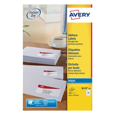 Imagen de Avery White Address Label Inkjet J8159 Etiquetas Para Dirección