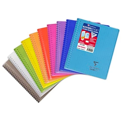 Imagen de Clairefontaine 351401C Koverbook reliure intégrale enveloppante PP transparent 17x22cm 100p Séyès couleur aléatoire
