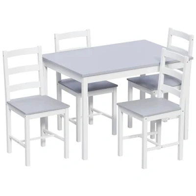 Imagen de Vida Designs Juego de Comedor, Blanco Y Gris, 4 Seater