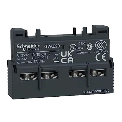 Imagen de Schneider Electric GVAE20 Tesys Gv2 &amp; Gv3, Bloque De Contacto Auxiliar Frontal, 2 Na