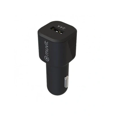 Imagen de Cargador USB para coche Muvit MCPAK0014, USB, Lightning, Apple, 12W, 1.2m, Negro