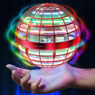 Imagen de Hoofun Bola voladora, Flying Magica Hover Ball con luz RGB, Fly UFO Bolas voladoras para niños y niñas, Juguetes Exteriores, Regalos niño de 6,7,8,9,10,11,12 años(Rojo)