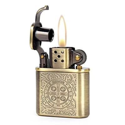Imagen de bronzy tallada Constantine estilo antiguo ascensor brazo aceite encendedor de gasolina