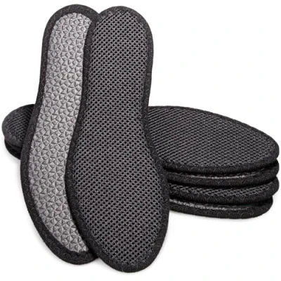 Imagen de SULPO 3 pares de plantillas con carbón activo y amortiguación látex, para pies frescos, contra el sudor, tallas 36 48, color Negro, talla 43 EU