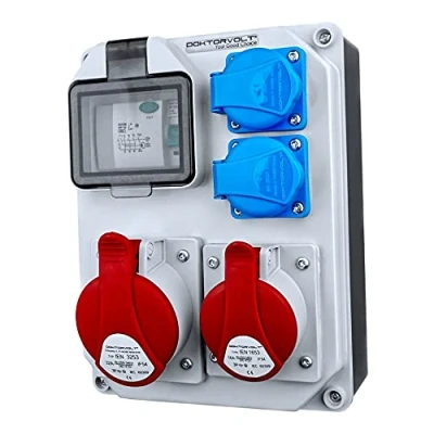 Imagen de Preis Zone Distribuidor de pared para construcción con cable interruptor protección HL FI 1 x 16 A 32 2 230 V Franz/Belg System 7235, gris, 240,5 180 110 mm