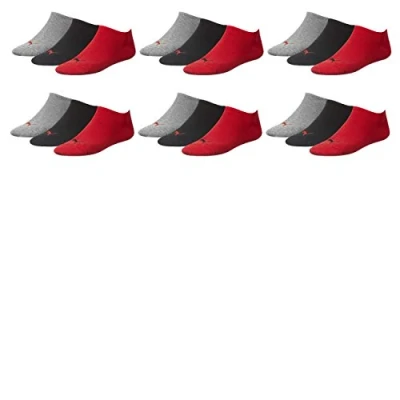 Imagen de PUMA Calcetines unisex para zapatillas (3 unidades), negro/rojo, 43 46