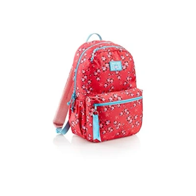 Imagen de Miquelrius Mochila Escolar , Doble Compartimento Asas Ergonómicas Espalda Acolchada Cremallera Metálica Adaptable a Trolley Jordi Labanda Colección Flowery Color Rojo