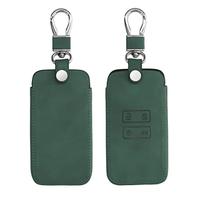 Imagen de kwmobile Funda Compatible con Renault Llave de Coche Smart Key 4 Botones (Solo Keyless Go) Carcasa Piel sintética Protector para Mando en Verde Oscuro