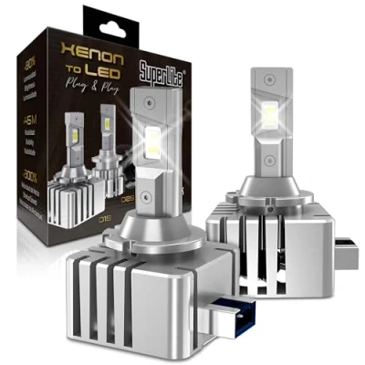 Imagen de Superlite Kit de Lámparas Conversión Xenón to LED D1S Plug &amp; Play Gold Series 6000K / 9000 Lumens 12 24V 45W Para Coche y Camión