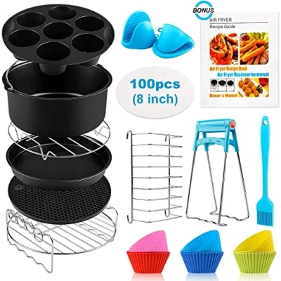 Imagen de accesorios para freidora de aire, 8 pulgadas, 17 piezas aire COSORI Nanja Tefal Tower 4.2L 4.3L 4.7L 5.5L, sin BPA, apto lavavajillas, revestimiento antiadherente,