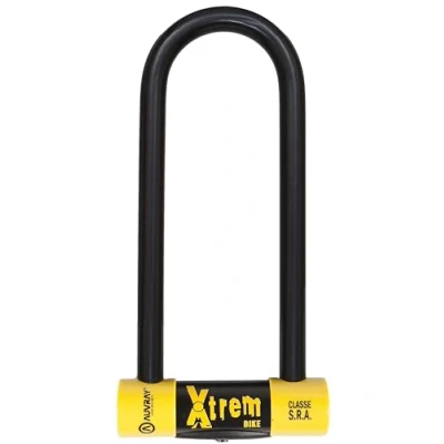 Imagen de AUVRAY Antirrobo para bicicleta U XTREM BIKE Certificado SRA Recomendado por Seguros 80X250 D16 MM doble mecanismo de fijación cilíndrico alta seguridad 7 discos,