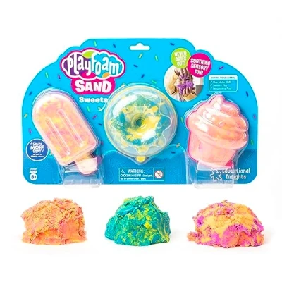Imagen de Learning Resources Dulces de Arena Playfoam, Juegos estrujar, Mezclar, moldear y Crear, Color Rosa, Azul Amarillo, no se Seca, Pack 3, 3+ años