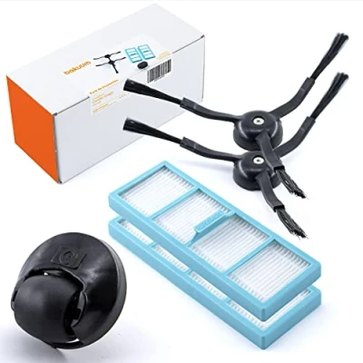 Imagen de Pack x2 Filtros HEPA + Escobillas Laterales x1 Rueda Central, depósito solidos, para Cecotec Conga 8090 Ultra 9090. repuestos y accesorios robot aspirador