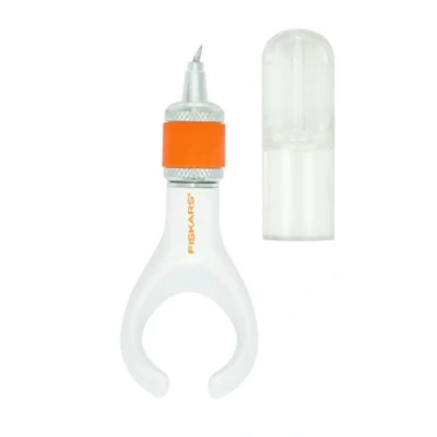 Imagen de Fiskars Mini Cúter de Precisión con Cuchilla Pivotante, para diestros y zurdos, Longitud total: 17,6 cm, Acero calidad/Plástico, Blanco, 1003756