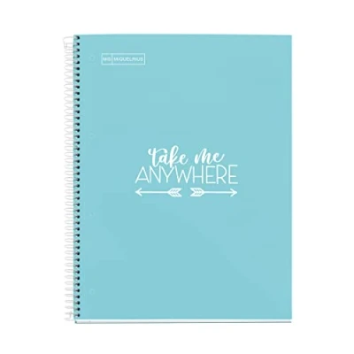 Imagen de Miquelrius Cuaderno Notebook Messages, 1 Franja de Color, A4, 80 Hojas Cuadriculadas 5 mm, Papel 90 g, 4 Taladros, Cubierta Cartón Duro, color Azul