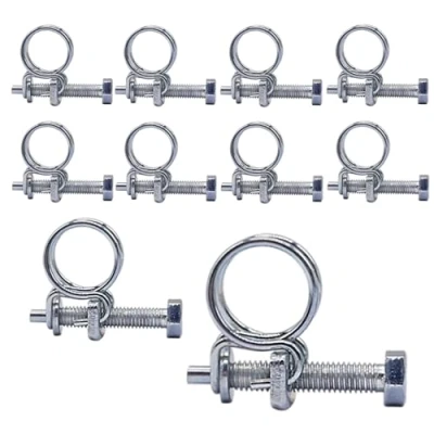 Imagen de SKIR&#039;CO abrazaderas de manguera ajustables doble alambre 19 22 mm, acero galvanizado, clips diámetro ajustable (10 unidades)