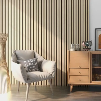 Imagen de NEU.HOLZ Set de 16x Paneles Pared Acústicos Revestimiento Paredes Listones Decorativos en MDF y Fieltro 120 x 60 2 cm (11,52 m²) Roble