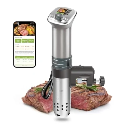 Imagen de KitchenBoss Sous Vide Roner WIFI: Cocina Baja Temperatura,Inmersión a Prueba de Agua IPX7 Circuladores Control APP y Temperatura Precisión TFT táctil Muy tranquilo 40℃ 90℃ 1100W