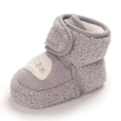Imagen de MASOCIO Botas Bebe Niño Niña Invierno Botines Botitas Bebé Recién Nacido Pantuflas Zapatillas Casa Patucos Zapatos Primeros Pasos 12 18 Meses Talla 20 Gris
