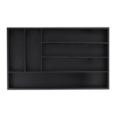 Imagen de Relaxdays Cubertero de Cajón con 6 Compartimentos, Organizador Cubiertos Bambú, Bandeja Cubertería 5x43x30,5 cm, Negro, Tablero Fibras, 5 x 43 30.5 cm