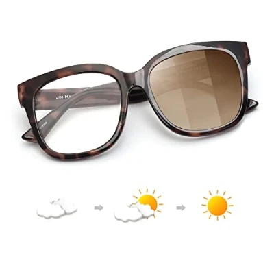 Imagen de JIM HALO Gafas Fotocromáticas con Bloqueo de Luz Azul para Mujer, Sol Cuadradas Ordenador que Reducen la Tensión Ocular Tortuga