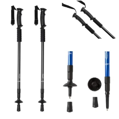 Imagen de Bastones Trekking, de Senderismo 2pcs, Marcha Nórdica, Plegables Ajustar la Longitud, Bolsa Transporte con Cinta para Hombro, Aluminio Viaje