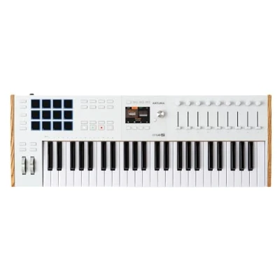 Imagen de Arturia KeyLab 49 MK3 White, teclado c/controlador MIDI producción, paq. software todo en 1 teclas, 9 codificadores, faders, rueda modulación, inflex. tono, 12 almohadillas Blanco