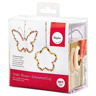 Imagen de Rayher Set manualidades, 4 formas mariposa/flor y cuentas de colores, 12x7x11.5 cm, 24098000