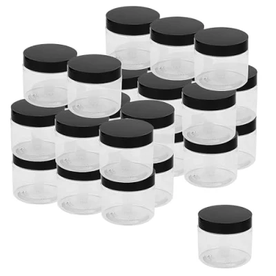 Imagen de MUKCHAP Paquete de 30 tarros redondos plástico transparente 150 ml con tapas, almacenamiento vacíos, nueces, manualidades y fabricación limo