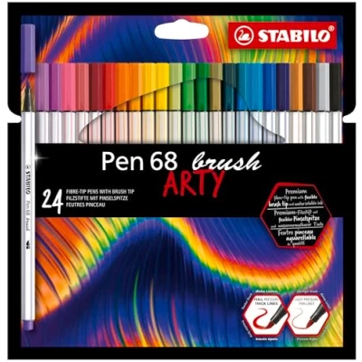 Imagen de Rotulador premium con punta de pincel STABILO Pen 68 brush Estuche ARTY 24 colores