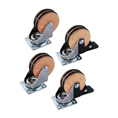 Imagen de M.PASCUAL Pack 2 unds Rueda Haya banda doble sin freno + 2und con Marron (50 mm)