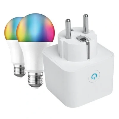 Imagen de Enchufe inteligente muvit iO MIOPAK005, con 2 bombillas A60, Compatible asistentes de voz, Blanco