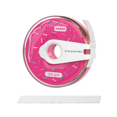 Imagen de STALEKS PRO BOBBINAIL Dona con recambio de lima blanca Papmam Expert ATC Donut dispensador 6mts (‎Donuts + Recambio) (Grano 150)
