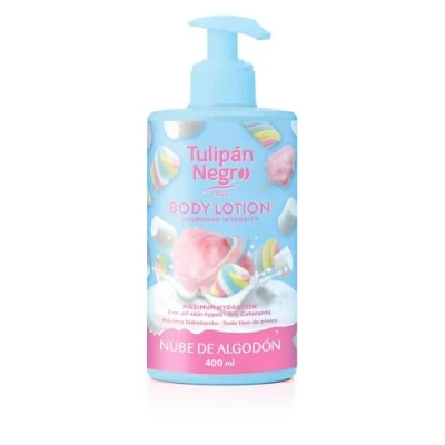 Imagen de Tulipán Negro Loción Corporal con dosificador Nube de Algodón, máxima hidratación 400 ml, intensamente perfumado y para todo tipo pieles