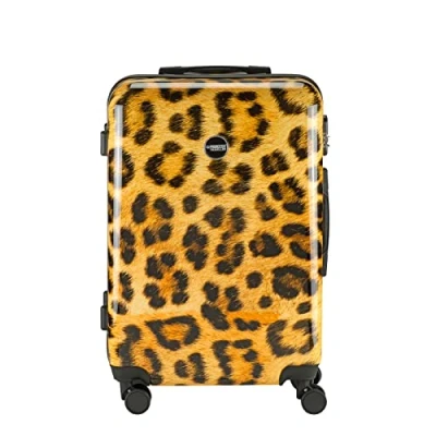 Imagen de Princess Traveller Animal Print Leopard, Amarillo, Mittel Reisekoffer, Carro rígido con Ruedas giratorias