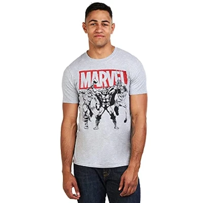 Imagen de Marvel Trio Heroes Camiseta, Gris (Grey Marl SPO), Large (Talla del Fabricante: Large) para Hombre