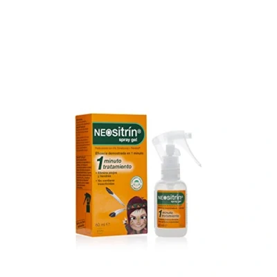 Imagen de Neositrín Spray Gel Elimina 100% piojos y liendres en 1 minuto aplicación No contiene insecticidas Para uso diario a partir de año 60ml, Blanco