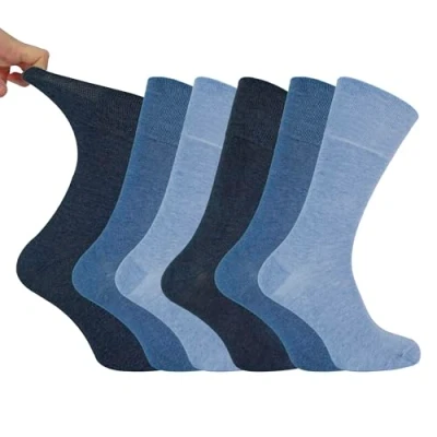 Imagen de IOMI Footnurse Paquete de 6 calcetines sueltos no elásticos para diabéticos hombre, azul, ^
