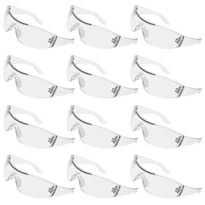 Imagen de Kurtzy Pack 12 Gafas Seguridad Laboral con Lentes Transparentes y Plaqueta Nasal de Goma para un Ajuste Seguro Proteccion Resistente a Arañazos PPE