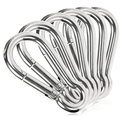 Imagen de com four® 6X Mosquetones Mosquetón Premium de Acero Inoxidable 304 Resistente a la Intemperie Gancho con Capacidad Carga 65 kg para llaveros, jardín, hogar, Manualidades 60 x 6mm