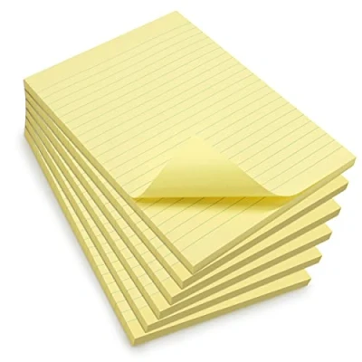 Imagen de WAYTEX 931685C6 600 notas adhesivas A5 con líneas Juego de 6 bloques 100 hojas reposicionables Gran formato, 15 x 21 cm, color amarillo pastel