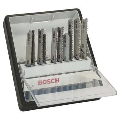 Imagen de Bosch Professional 2 607 010 541 Juego de 10 hojas sierra calar Robust Line Metal Expert, vástago en T (pack 1; 1), Negro, Transparente