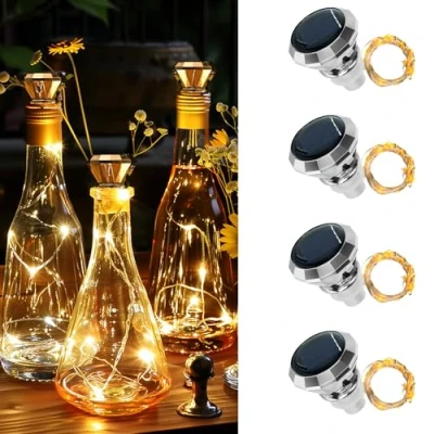 Imagen de Apritsce Luz Para Botella Solar, 4 Piezas Luces LED Botellas De Cristal, 2M 20LEDs Guirnaldas Exterior Solar Botella, Tapon Fiesta, Exterior, Jardín