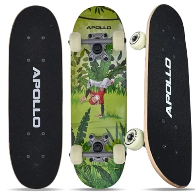 Imagen de Apollo Skateboard Niño Monopatín con Cojinetes ABEC 3 y Ejes de Aluminio Skate Completo Diseños Geniales Monopatines para Niños a Partir Años