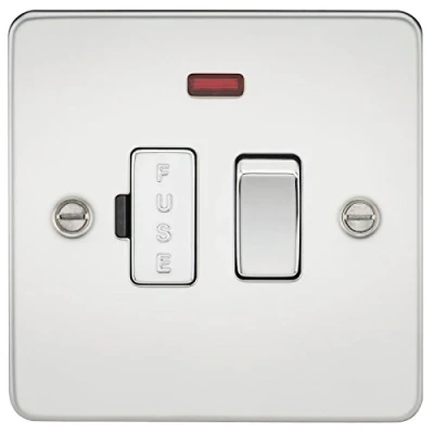 Imagen de Knightsbridge FPAV6300NPC Placa Plana 13A Conmutado Fusionado Unidad De Espolón con Neón Cromo Pulido, Polished Chrome