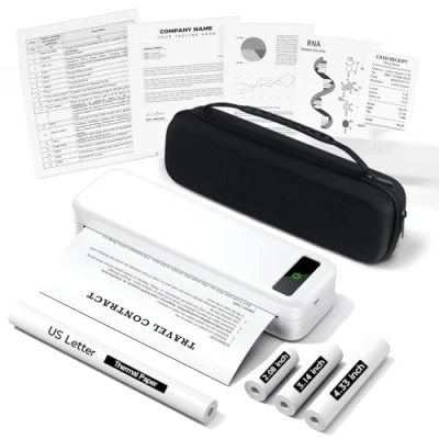 Imagen de TATTMUSE Impresora Portatil A4 Kit, Impresoras Termica Bluetooth 300 dpi, con Maletín de Transporte y 4 Rollos Papel, para Hogares Oficinas,Impresoras Sin Tinta
