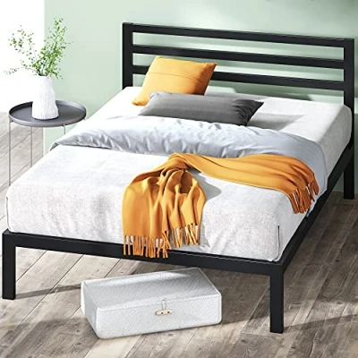 Imagen de Zinus Mia cama 135x190 cm Altura 36 con almacenamiento debajo de la Marco plataforma metal cabecero Negro