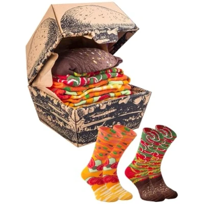 Imagen de Rainbow Socks Hombre Mujer Divertidos Calcetines de Hamburguesa Vegana 2 Pares Talla 36 40