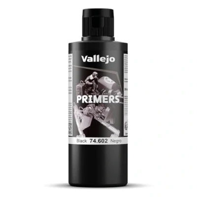 Imagen de Vallejo Surface Primer Color Imprimación Acrílica Negro 200 Ml. de Acabado Mate para Aerógrafo Secado Rápido y Gran Adherencia Figuras Maquetas